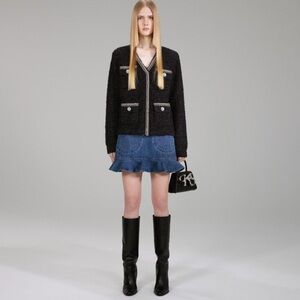 Self-Portrait Tape Embellished Knitted Cardigan